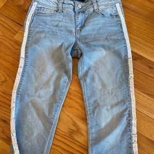 Sequin trim girls jeans